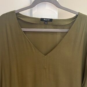 Madewell Khaki V-Neck Dress